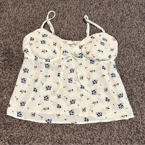 No Boundaries Cream and Blue Floral Camisole